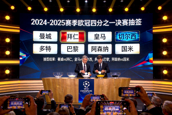 欧冠四分之一决赛抽签结果揭晓现场